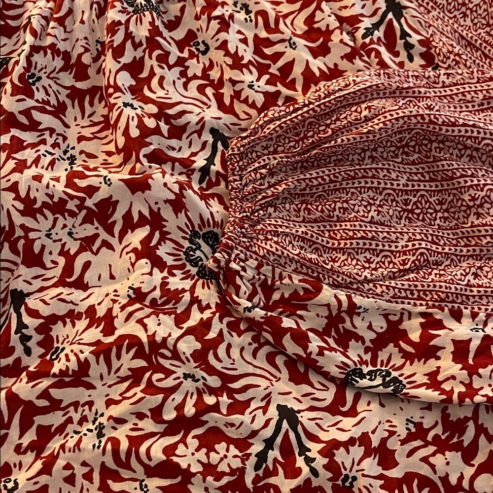 Free People Red and Cream Floral tie front top - Picture 4 of 4